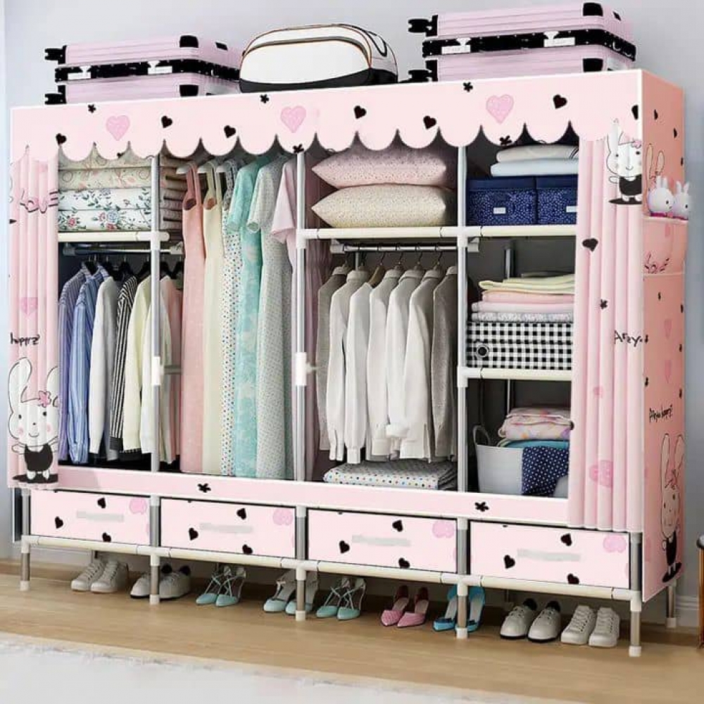 Fabric Wardrobes,Portable Wardrobe Storage Closet Portable Closet Shelves,168 * 175 * 46CM Comfortable Fabrics, Steel Framework, Extra Strong and Durable for Clothes
