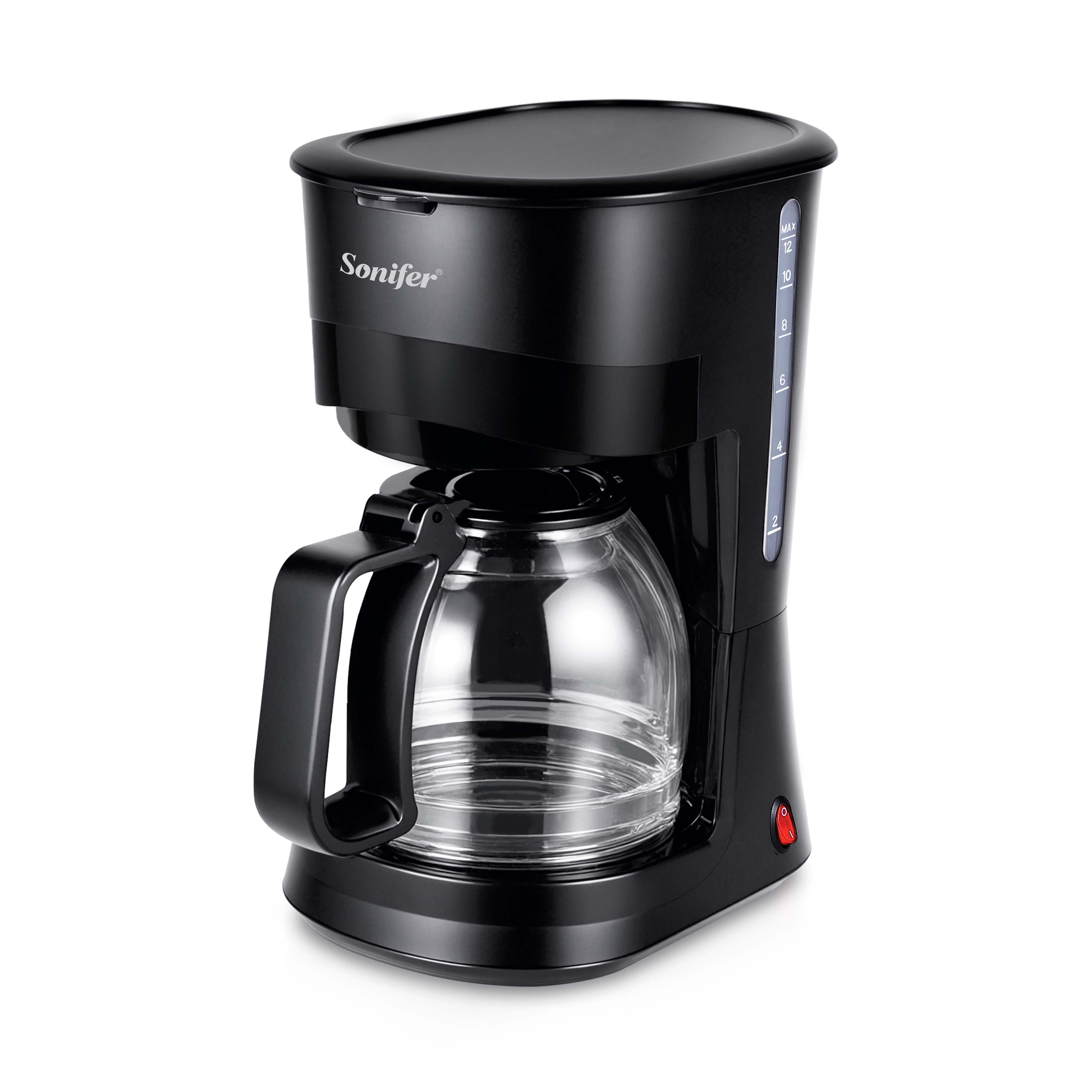 Sonifer SF-3596 Drip Coffee Maker 1000W 1.8L 12-Cup Glass Carafe Keep Warm Plate Anti-Drip Permanent Filter